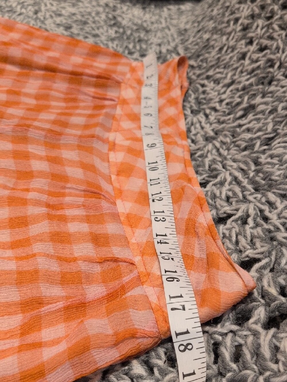 429 - Orange Gingham Mini Skirt • Y2K Cottagecore • Ruffle Hem Lace Trim • Retro - Picture 7 of 11